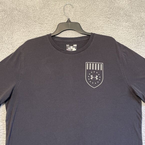 Under Armor Shirt Mens Large Black Heat Gear Loose Fit Cotton Graphic Print - Picture 2 of 9